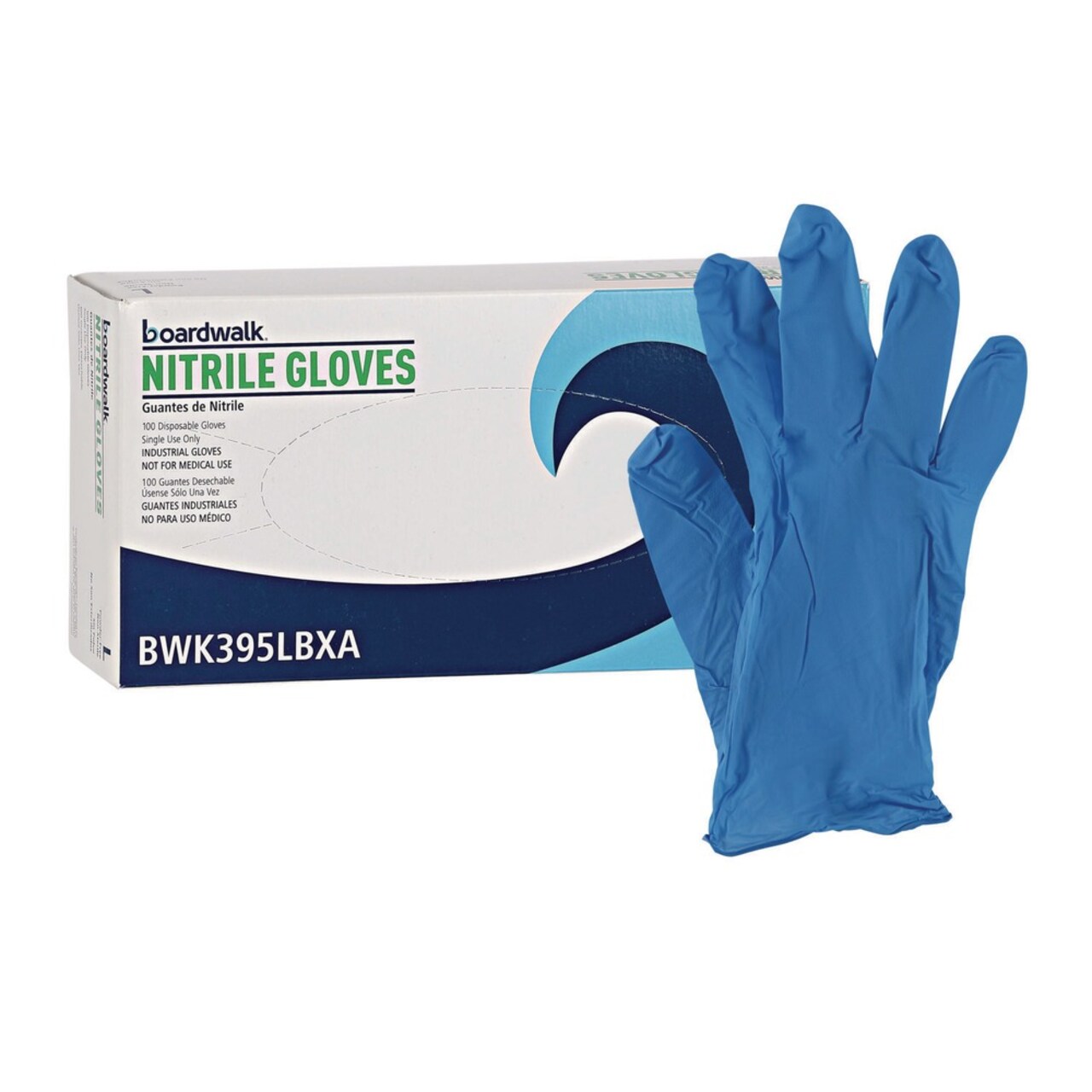 Boardwalk 5 mil Disposable General-Purpose Powder-Free Nitrile Gloves - Large, Blue (100/Box)